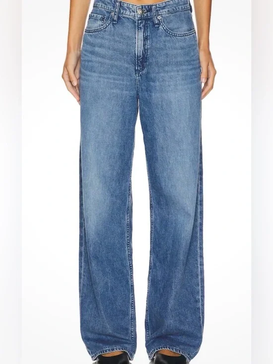 Rag & Bone The Logan Jeans Womens 30 Blue Mid Rise Wide Leg Women’s Denim$255 - Picture 1 of 7